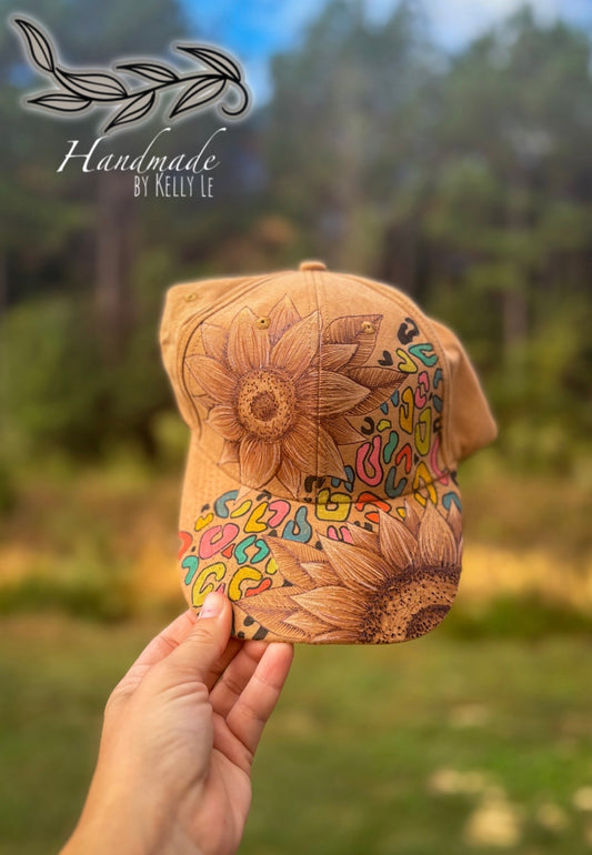 Sunflower leopard ballcap