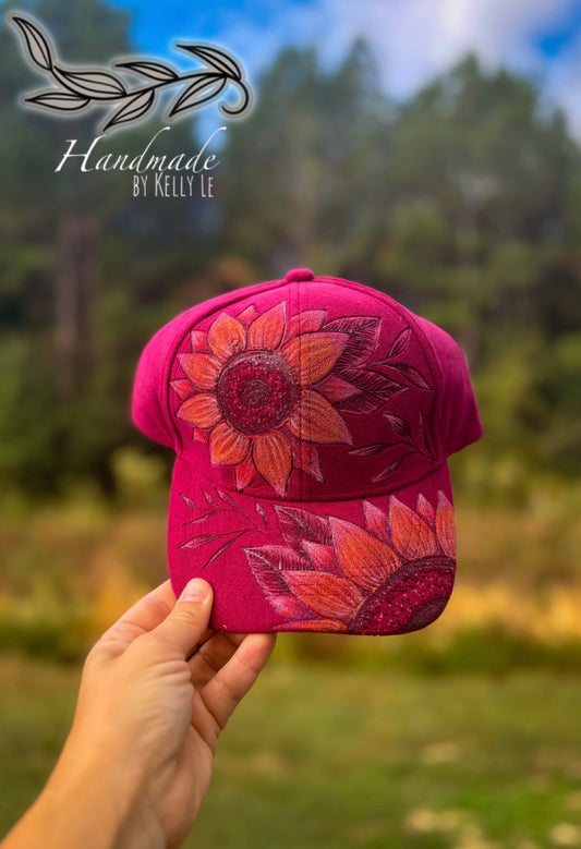 Red sunflower ballcap