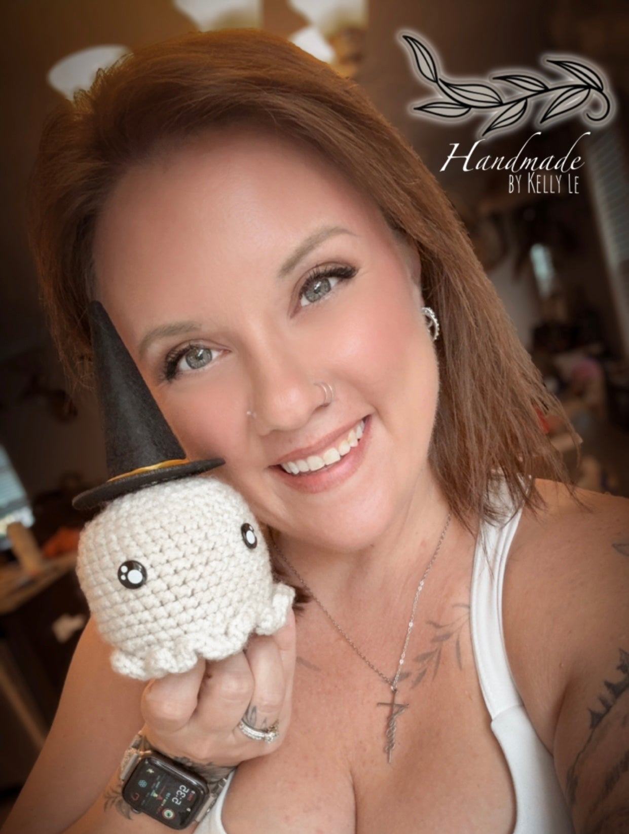 Crochet ghostie with removable witch hat