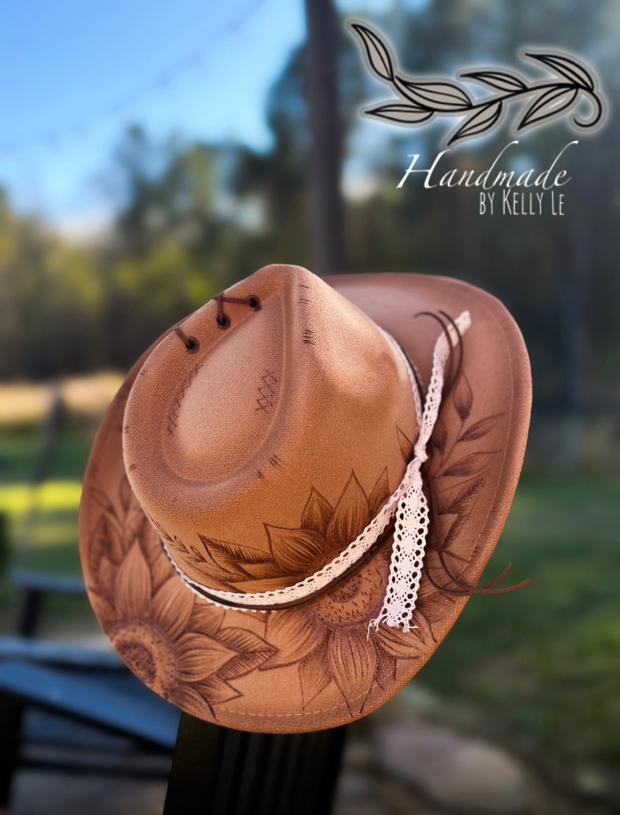 Brown curved brim sunflower