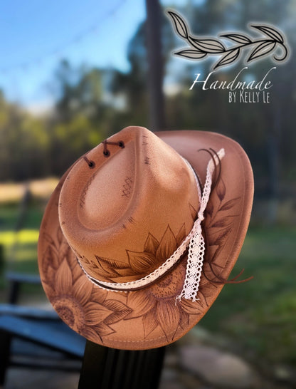 Brown curved brim sunflower