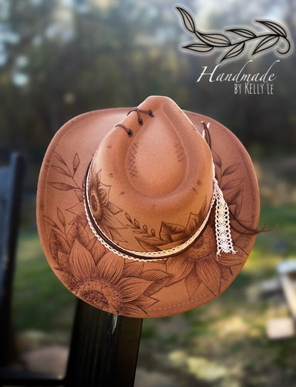 Brown curved brim sunflower