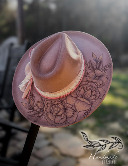Tan peony flat brim