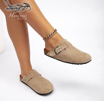 Tan custom clogs