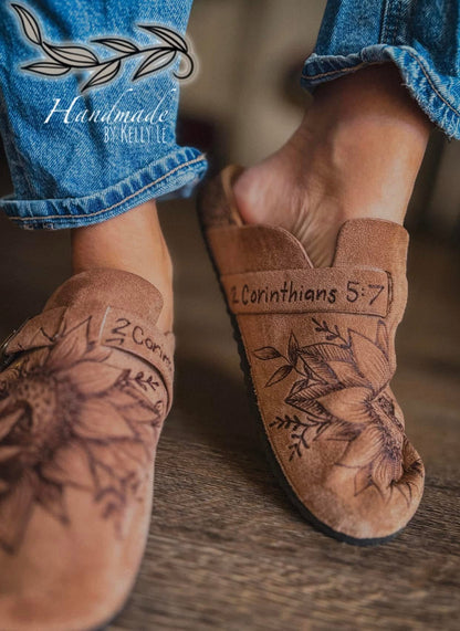 Tan custom clogs