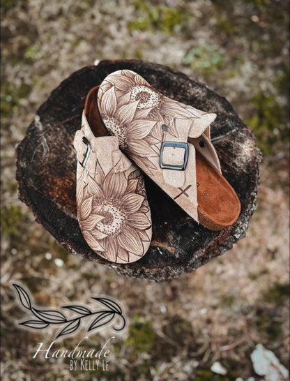 Tan custom clogs