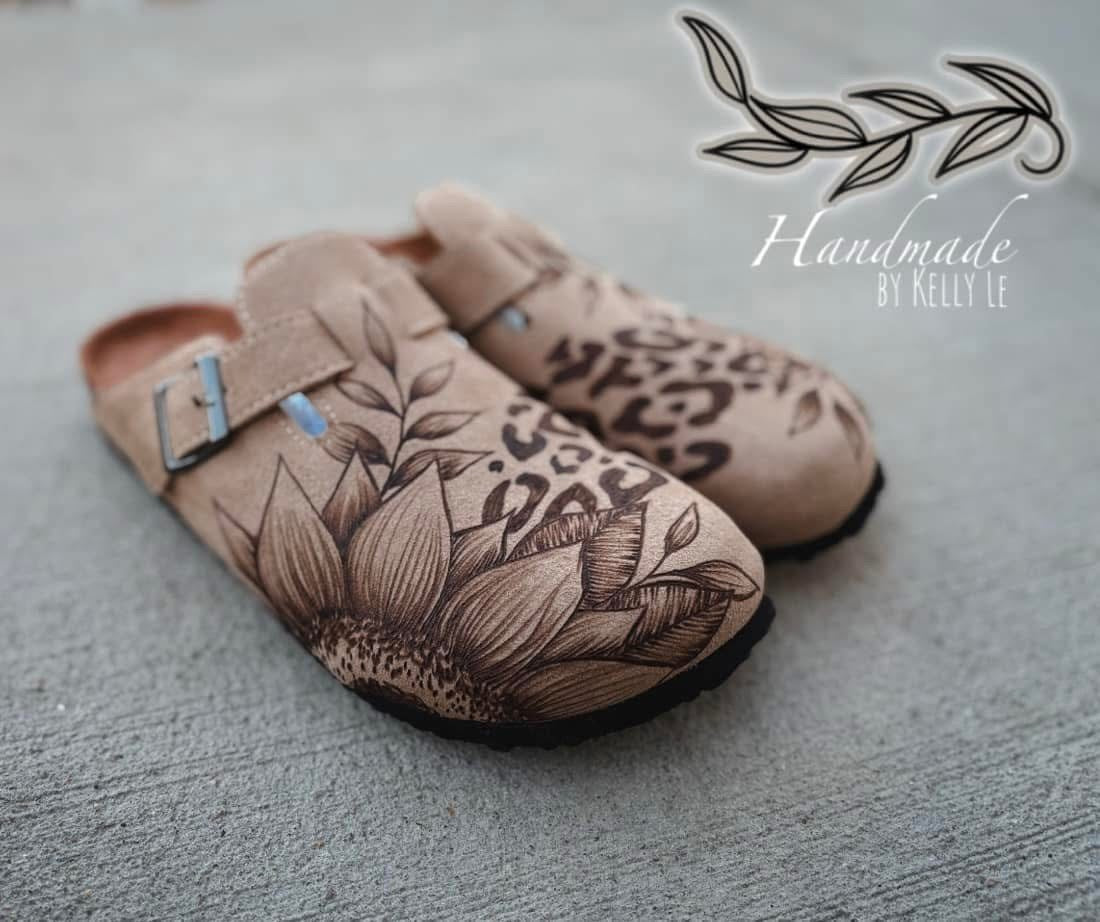 Tan custom clogs