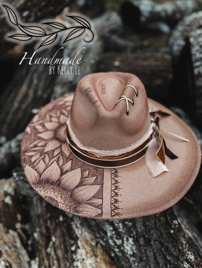 Reverse sunflower taupe flat brim