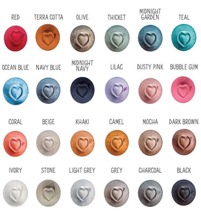 Vegan suede heart crown flat brim